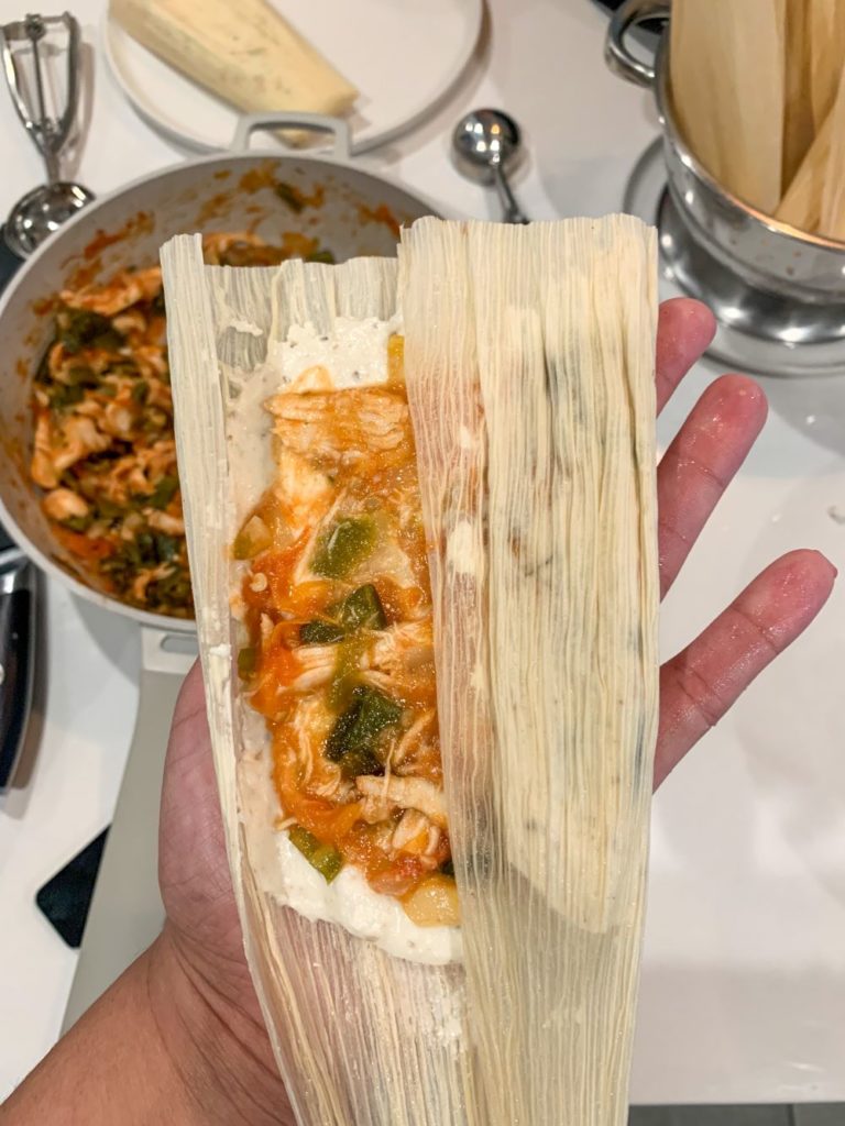 First fold of tamale